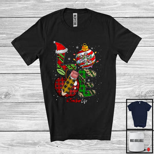 MacnyStore - LOVE Teacher; Fantastic Christmas Leopard Plaid Ornaments; Proud Jobs Careers Group T-Shirt