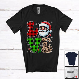 MacnyStore - LOVE; Amazing Christmas Snow Plaid Santa Face Lover; Matching Family Team Group T-Shirt