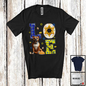 MacnyStore - LOVE; Awesome Hanukkah Decoration Lovely Pit Bull Owner; Pajama Family Group T-Shirt