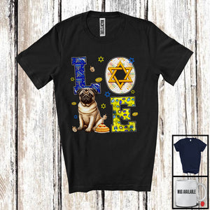 MacnyStore - LOVE; Awesome Hanukkah Decoration Lovely Pug Owner; Pajama Family Group T-Shirt