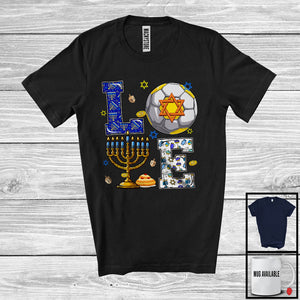 MacnyStore - LOVE; Awesome Hanukkah Menorah Lover Soccer Tools; Sport Soccer Playing Player Team T-Shirt