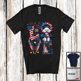 MacnyStore - LOVE, Happy 4th Of July Poodle Owner Lover, Sunflower American Flag Patriotic Group T-Shirt