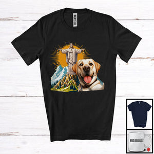 MacnyStore - Labrador Retriever Selfie With Jesus Statue; Lovely Labrador Retriever Owner; Family Group T-Shirt