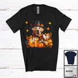 MacnyStore - Labrador Retriever With Coffee Smoothie, Wonderful Thanksgiving Pumpkins Drinks Fall Leaves T-Shirt