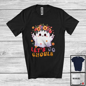 MacnyStore - Let's Go Ghouls; Adorable Halloween Costume Flowers Boo Ghost; Girls Women Family T-Shirt