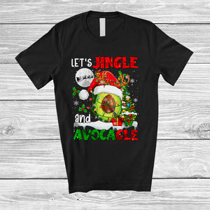 MacnyStore - Let's Jingle And Avocagle; Awesome Christmas Santa Avocado Fruit Lover; Snowing Family Group T-Shirt