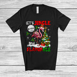 MacnyStore - Let's Jingle And Flamingle; Awesome Christmas Santa Reindeer Flamingo; Snowing Family T-Shirt