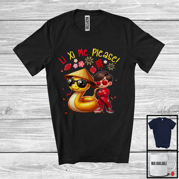 MacnyStore - Li Xi Me Please; Adorable Happy Lunar New Year Flowers Snake Boy; Vietnam Family Group T-Shirt