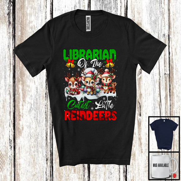 MacnyStore - Librarian Of The Cutest Little Reindeers; Wonderful Christmas 3 Reindeers; Snowing X-mas T-Shirt