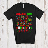 MacnyStore - Librarian Team Christmas Crew; Fantastic X-mas Red Plaid Reindeer Face; Proud Careers Jobs T-Shirt