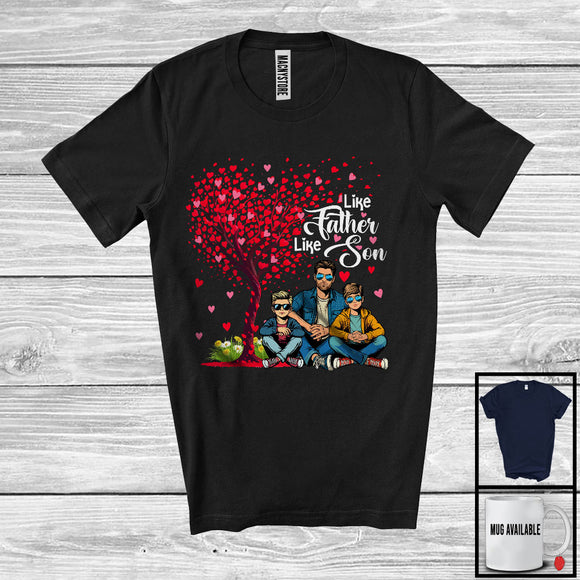 MacnyStore - Like Father Son, Amazing Father's Day Heart Tree Two Son Dad, Matching Family Group T-Shirt