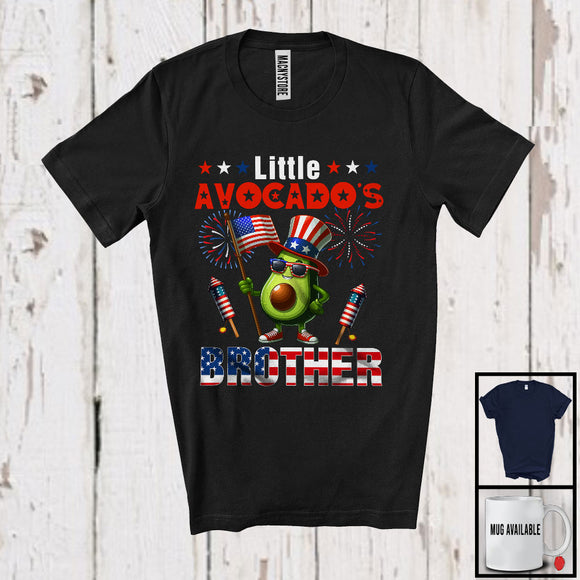 MacnyStore - Little Avocado's Brother, Awesome 4th Of July American Flag Avocado, Patriotic Family Group T-Shirt