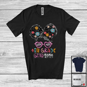 MacnyStore - Little Miss Girl 4th Grade Grad 2024, Adorable Graduation Messy Bun Hair Girls, Students Group T-Shirt