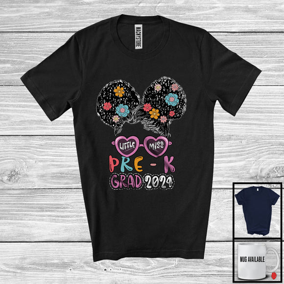 MacnyStore - Little Miss Girl Pre-K Grad 2024, Adorable Graduation Messy Bun Hair Girls, Students Group T-Shirt