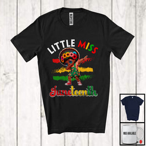 MacnyStore - Little Miss Juneteenth, Lovely African American Afro Girl Dabbing, Black History Melanin Proud T-Shirt