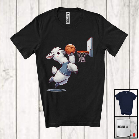 MacnyStore - Llama Playing Basketball; Lovely Basketball Llama Player Playing Lover; Matching Sport Team T-Shirt