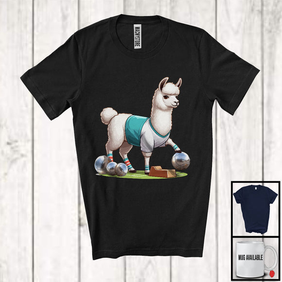 MacnyStore - Llama Playing Petanque; Lovely Petanque Llama Player Playing Lover; Matching Sport Team T-Shirt