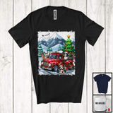 MacnyStore - Lovely Santa Bearded Collie With Red Pickup Truck; Cool Christmas Tree Lights; Winter Snowing T-Shirt