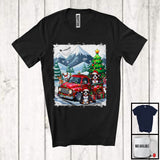 MacnyStore - Lovely Santa Bernese Mountain With Red Pickup Truck; Cool Christmas Tree Lights; Winter Snowing T-Shirt