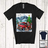 MacnyStore - Lovely Santa Bulldog With Red Pickup Truck; Cool Christmas Tree Lights; Winter Snowing T-Shirt