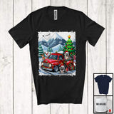 MacnyStore - Lovely Santa Chinese Crested Dog With Red Pickup Truck; Cool Christmas Tree Lights; Snowing T-Shirt