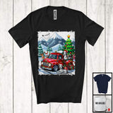 MacnyStore - Lovely Santa Dalmatian With Red Pickup Truck; Cool Christmas Tree Lights; Winter Snowing T-Shirt