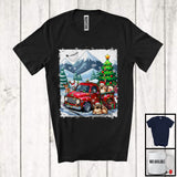 MacnyStore - Lovely Santa Pekingese With Red Pickup Truck; Cool Christmas Tree Lights; Winter Snowing T-Shirt