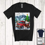 MacnyStore - Lovely Santa Samoyed Dog With Red Pickup Truck; Cool Christmas Tree Lights; Winter Snowing T-Shirt