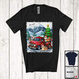 MacnyStore - Lovely Santa Shiba Inu With Red Pickup Truck; Cool Christmas Tree Lights; Winter Snowing T-Shirt