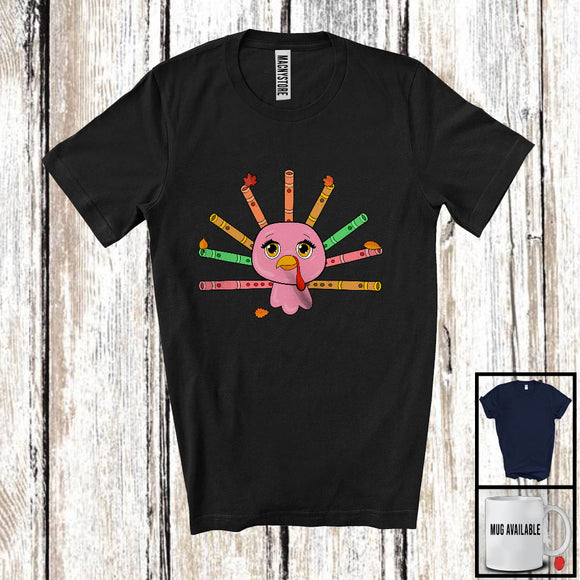 MacnyStore - Lovely Turkey Face And Flute Tail; Wonderful Thanksgiving Flute Player; Musical Instruments T-Shirt