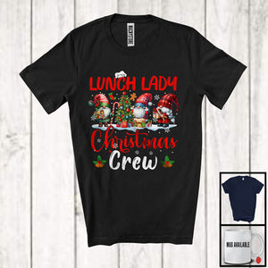 MacnyStore - Lunch Lady Christmas Crew; Adorable X-mas Tree Three Gnomes; Snowing Lunch Lady Group T-Shirt