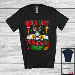 MacnyStore - Lunch Lady Christmas Crew; Awesome Christmas Plaid Lunch Lady Group; X-mas Snowing Jobs T-Shirt