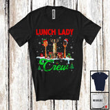 MacnyStore - Lunch Lady Crew; Cheerful Christmas Three Santa Elf Reindeer Jobs Tools; Proud Careers T-Shirt