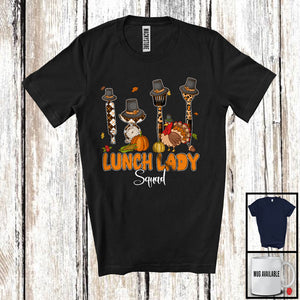 MacnyStore - Lunch Lady Squad, Lovely Thanksgiving Lunch Lady Tools Plaid Leopard Turkey, Family Group T-Shirt