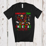 MacnyStore - Lunch Lady Team Christmas Crew; Fantastic X-mas Red Plaid Reindeer Face; Proud Careers Jobs T-Shirt