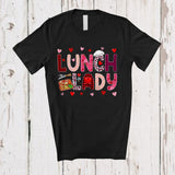 MacnyStore - Lunch Lady; Lovely Valentine's Day Leopard Plaid Hearts Lunch Tray; Proud Jobs Careers Family Group T-Shirt