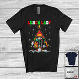 MacnyStore - Lunch Lady; Proud Christmas Tree Lights Jobs Careers; X-mas Pajama Family Group T-Shirt