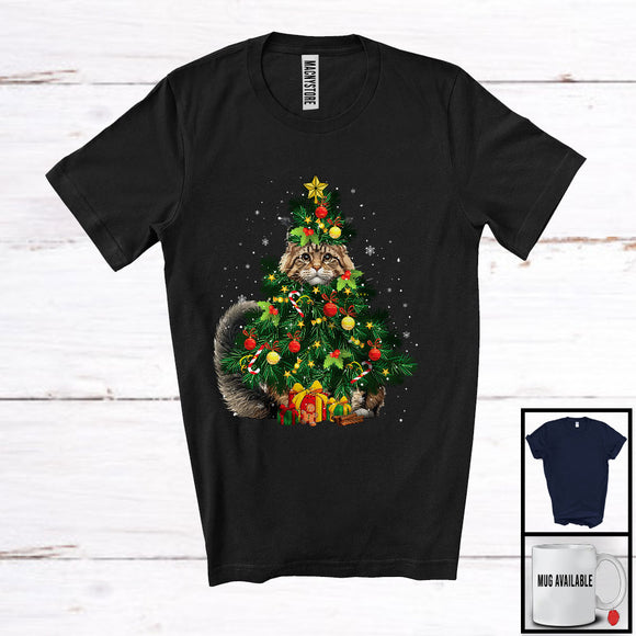 MacnyStore - Maine Coon Cat Christmas Tree Cosplay; Merry X-mas Maine Coon Cat Owner; Family Group T-Shirt