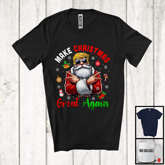 MacnyStore - Make Christmas Great Again; Sarcastic Christmas Santa American President Hair; Snowing T-Shirt