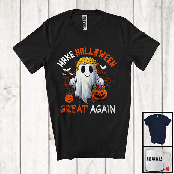 MacnyStore - Make Halloween Great Again; Sarcastic Halloween Boo Ghost American President Hair; Pumpkin T-Shirt