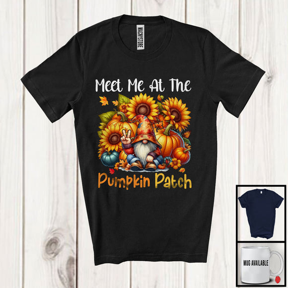 MacnyStore - Meet Me At The Pumpkin Patch; Lovely Thanksgiving Gnome Pumpkins Sunflowers; Family Group T-Shirt