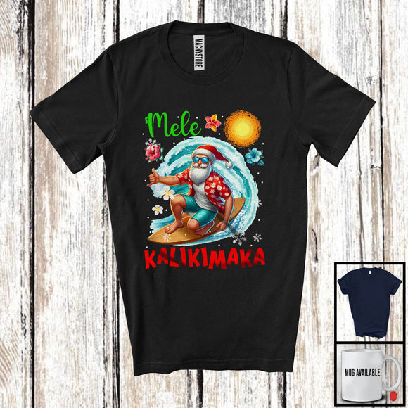 MacnyStore - Mele Kalikimaka; Awesome Christmas Hawaiian Santa Surfing Surfer; X-mas Family Group T-Shirt