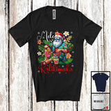 MacnyStore - Mele Kalikimaka; Awesome Christmas Lights Santa; Hawaiian Flowers X-mas Family Group T-Shirt