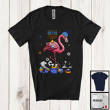 MacnyStore - Menorah On Flamingo; Humorous Hanukkah Flamingo Animal Lover; Matching Family Group T-Shirt