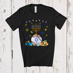 MacnyStore - Menorah With Baseball Equipment; Wonderful Hanukkah Family Baseball Player Playing; Sport Team T-Shirt