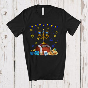 MacnyStore - Menorah With Football Equipment; Wonderful Hanukkah Family Football Player Playing; Sport Team T-Shirt