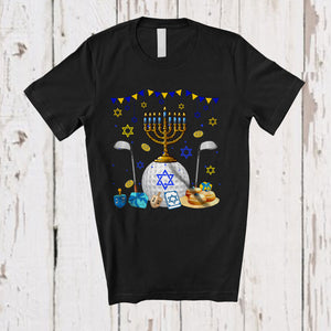 MacnyStore - Menorah With Golf Equipment; Wonderful Hanukkah Family Golf Player Playing; Sport Team T-Shirt