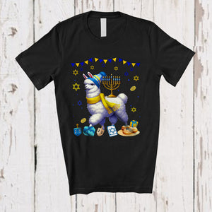 MacnyStore - Menorah With Llama; Wonderful Hanukkah Family Menorah Llama Lover; Family Group T-Shirt