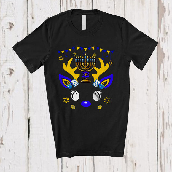 MacnyStore - Menorah With Reindeer Face; Wonderful Hanukkah Family Menorah Reindeer; Family Group T-Shirt