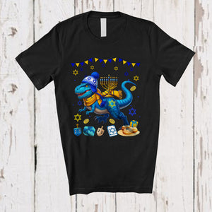 MacnyStore - Menorah With T-Rex; Wonderful Hanukkah Family Menorah T-Rex Dinosaur; Family Group T-Shirt